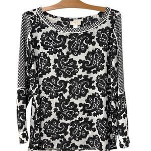 Ann Taylor LOFT Outlet | Top Long Sleeve Paisley Career Business Large Petite